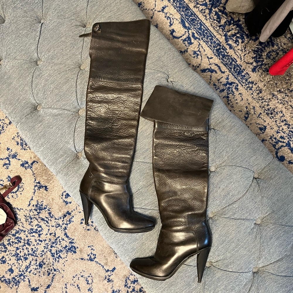 Balenciaga dark brown over the knee boots size 38